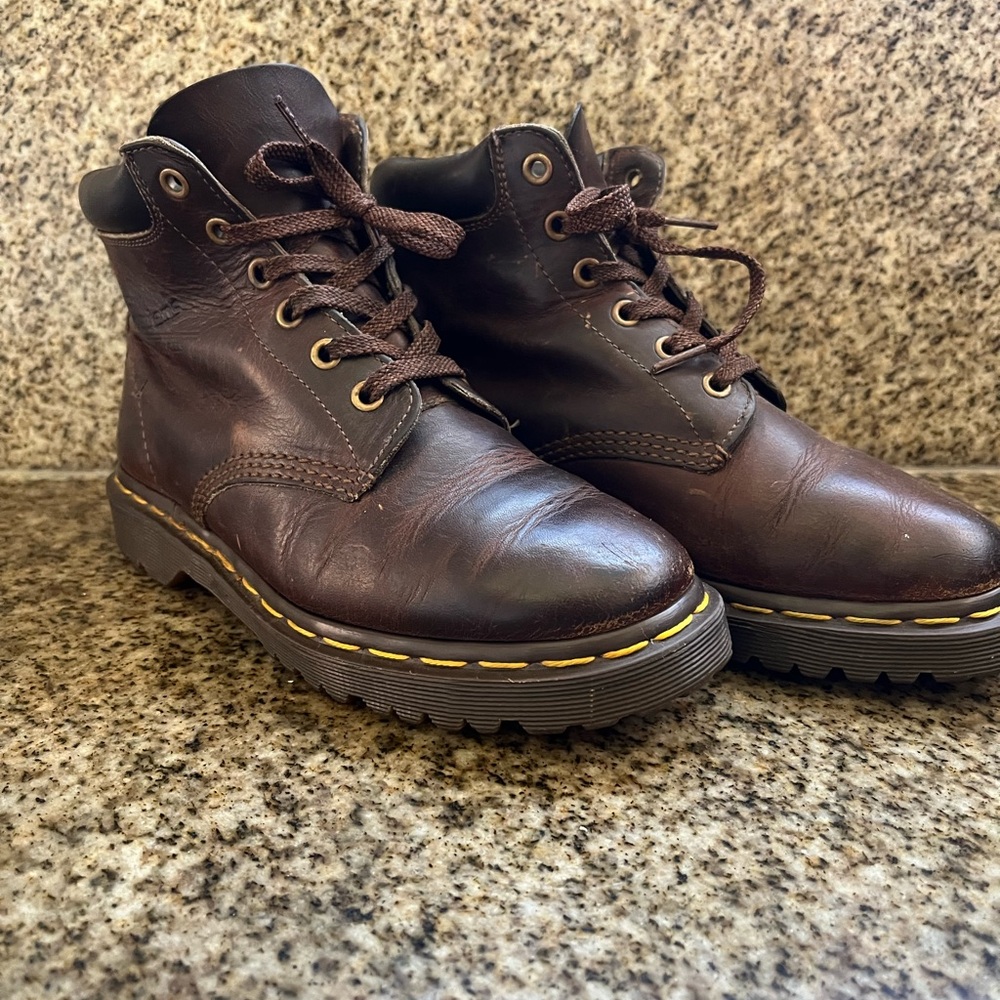 Dr. Martens Eye Brown Leather Lace Up Boots Made In England size 5 women 6.5
